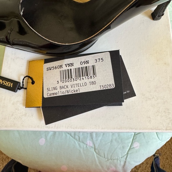 VINTAGE Versace Black Sling back Heels Womens size 37 1/2 - Picture 15 of 16